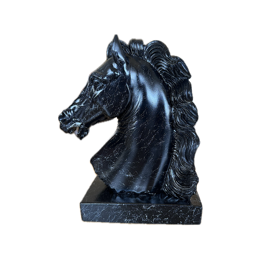 Horse head 18cm Alabaster Statue - Marble Painted Black