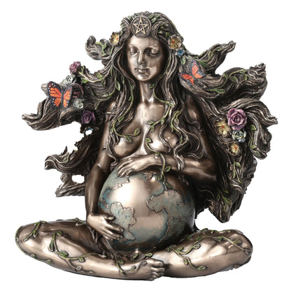 Sitting Pregnant Mother Gaia With Butterflies 17.5cm Veronese Statue