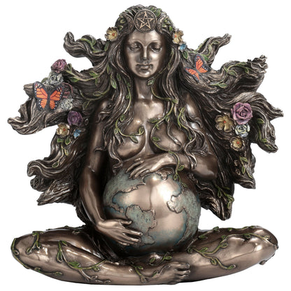 Sitting Pregnant Mother Gaia With Butterflies 17.5cm Veronese Statue