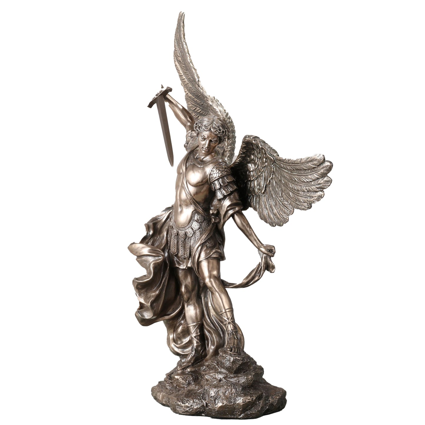 Archangel Saint Michael Standing On Rock 38cm Veronese Statue