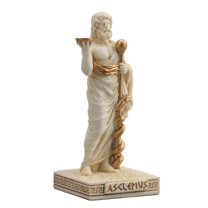 Asclepius Greek God Of Medicine 9cm Veronese White Statue