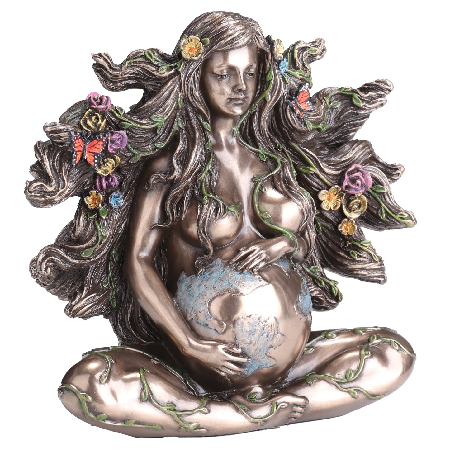 Sitting Pregnant Mother Gaia With Butterflies 12.5cm Veronese Statue