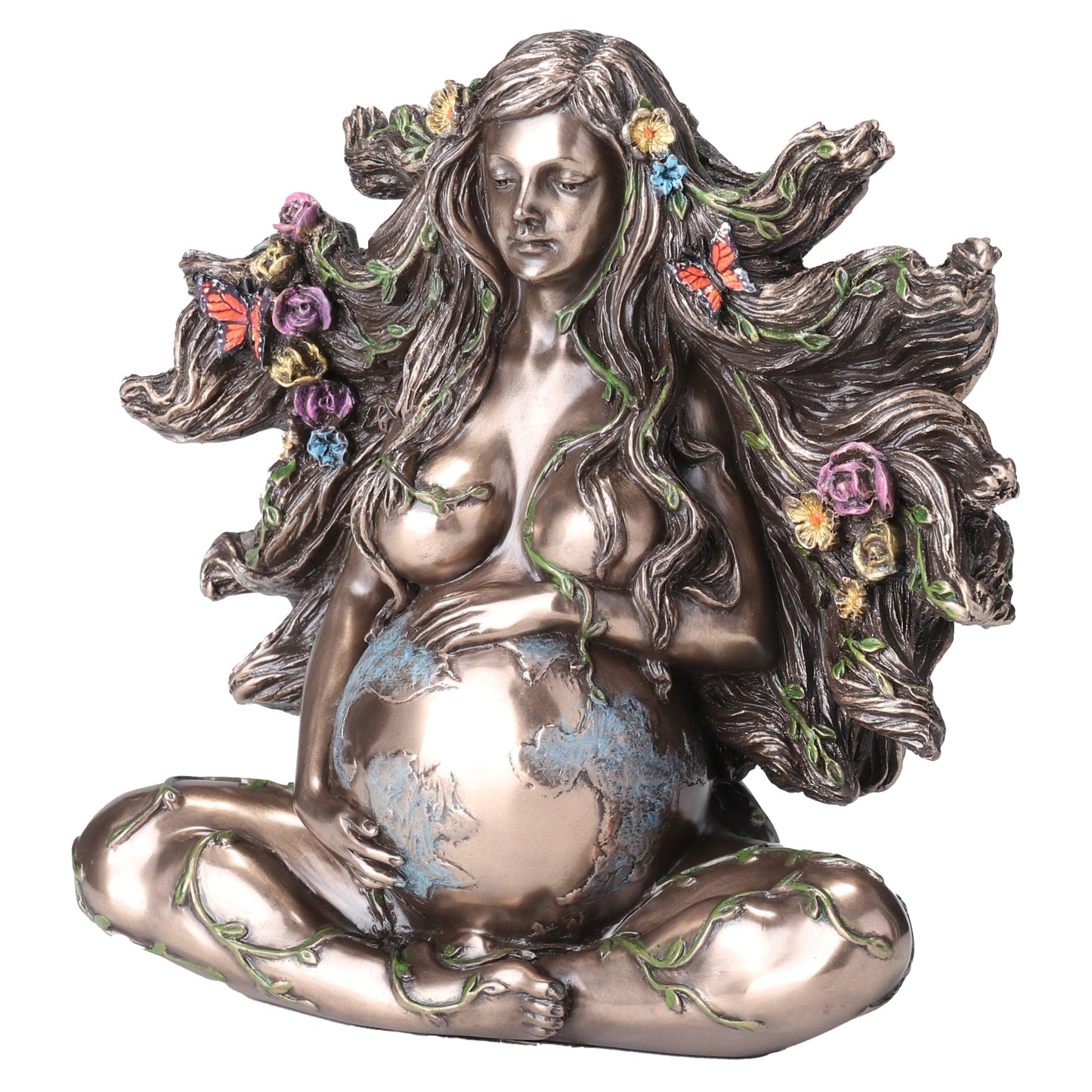 Sitting Pregnant Mother Gaia With Butterflies 12.5cm Veronese Statue