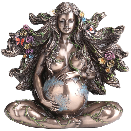 Sitting Pregnant Mother Gaia With Butterflies 12.5cm Veronese Statue