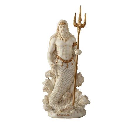 Poseidon Greek God Of The Sea 18cm Veronese White Statue