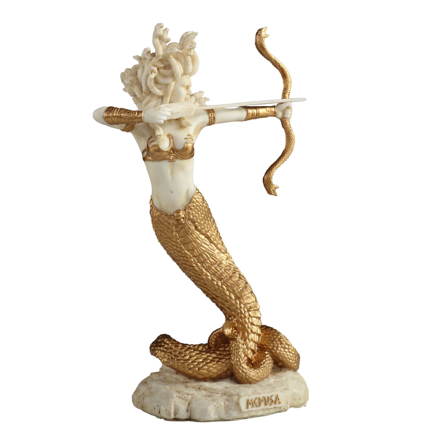 Furious Medusa Shooting Arrow 15.5cm Veronese White Statue