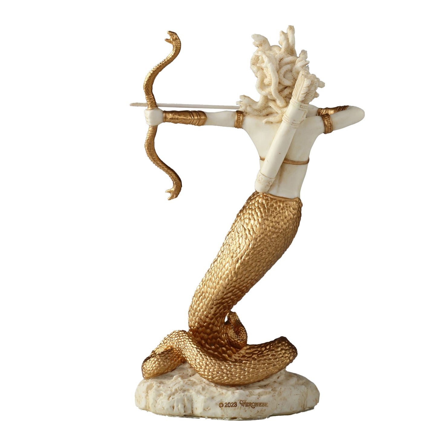 Furious Medusa Shooting Arrow 15.5cm Veronese White Statue