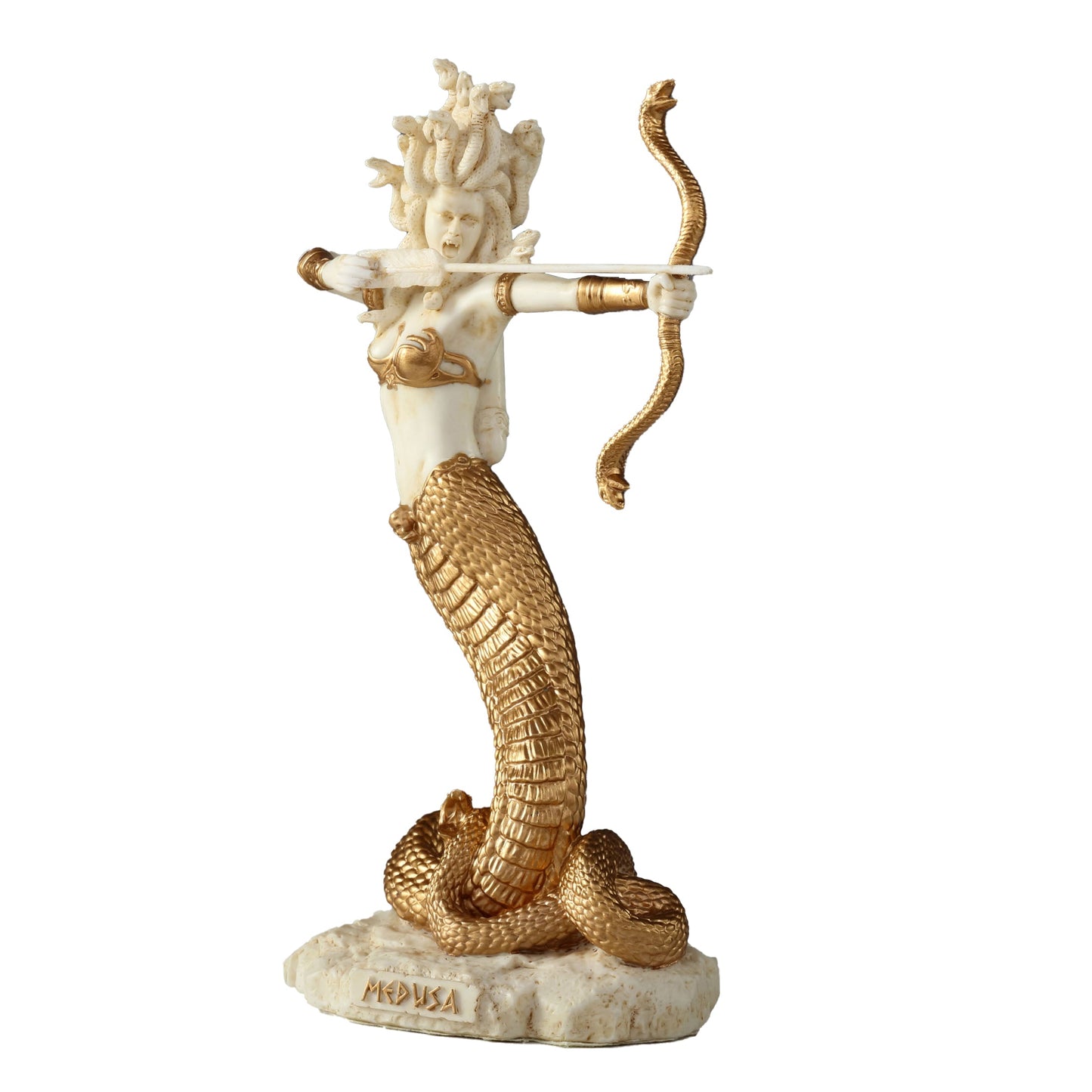 Furious Medusa Shooting Arrow 15.5cm Veronese White Statue