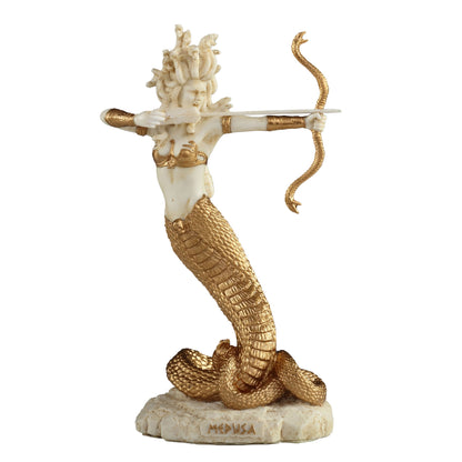 Furious Medusa Shooting Arrow 15.5cm Veronese White Statue