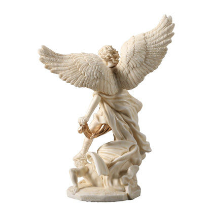 Archangel Saint Michael Vanquishing Demon 16cm Veronese White Statue