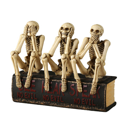 Three Wise Skeletons Sitting On Book 15cm Veronese Statue