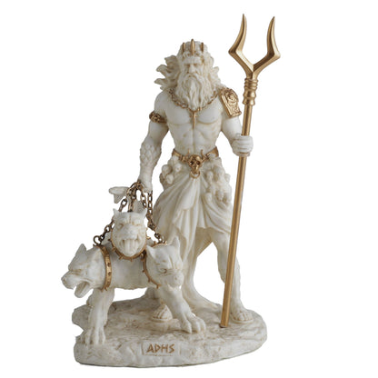 Hades Greek God Of The Underworld With Cerberus 16.5cm Veronese White Statue