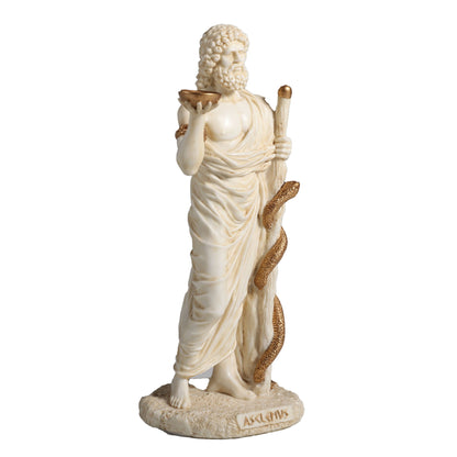 Asclepius Greek God Of Medicine 16cm Veronese White Statue