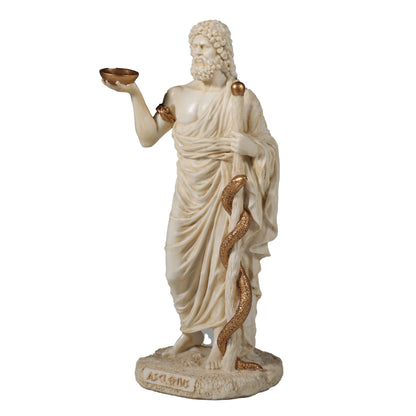 Asclepius Greek God Of Medicine 16cm Veronese White Statue