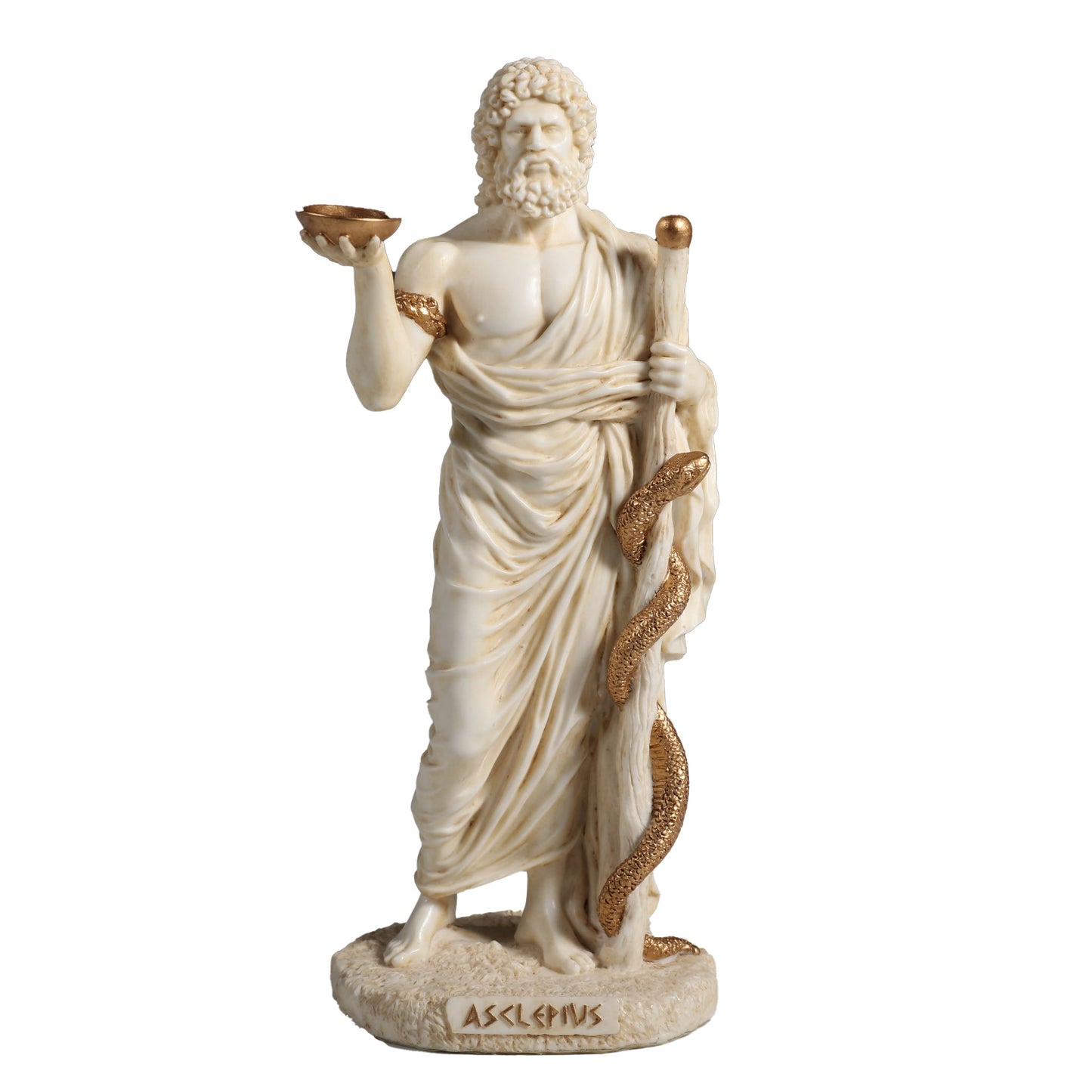 Asclepius Greek God Of Medicine 16cm Veronese White Statue